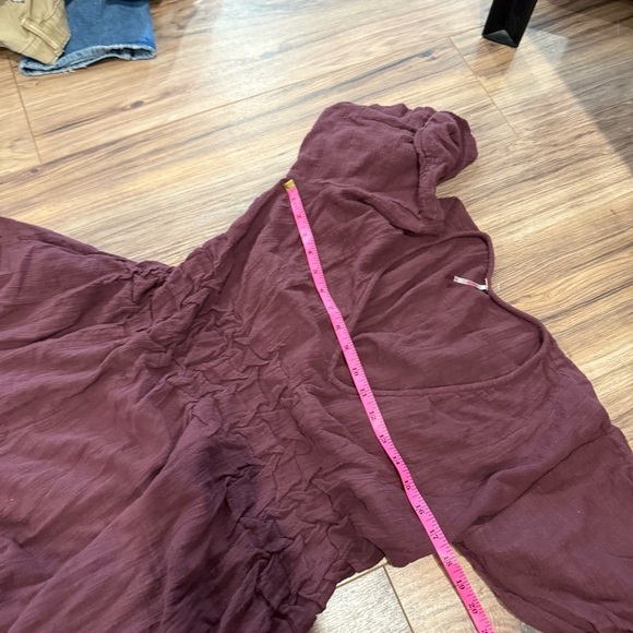 Free People One Of A Kind Mini Dress Solid Ruched Smocked - Picture 8 of 11